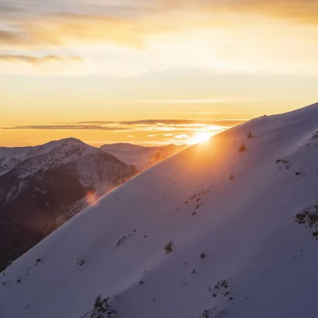 Coucher de soleil dans les Hautes Alpes.